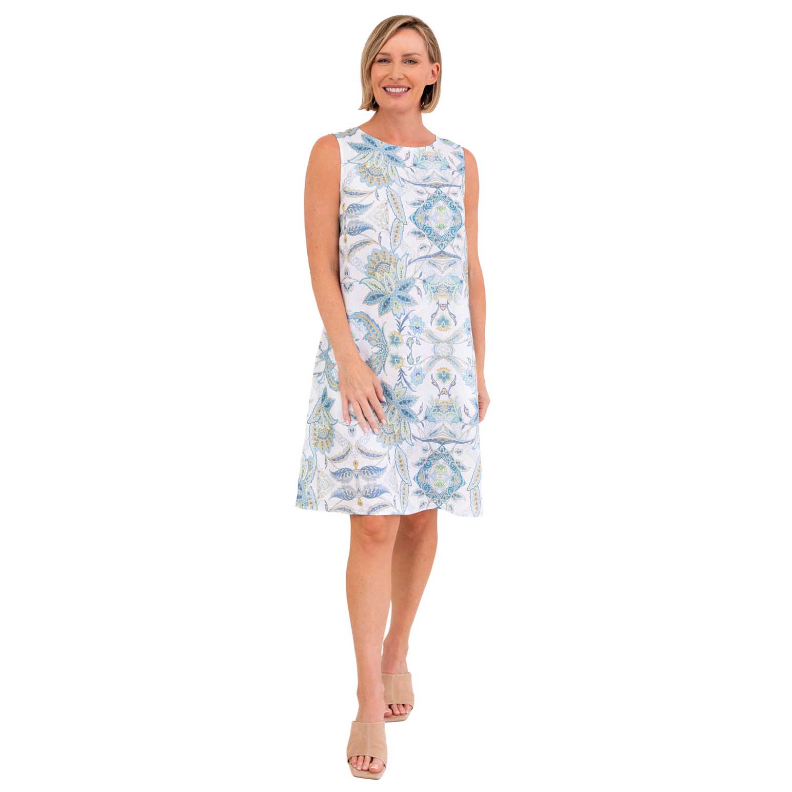 See Saw 100% Linen Sl Shift Dress